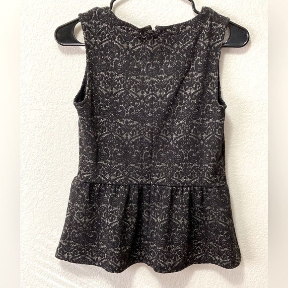 Talbots Wool Blend Black Silver Thread Sparkle Jeweled Detail Peplum Blouse! - Picture 12 of 12